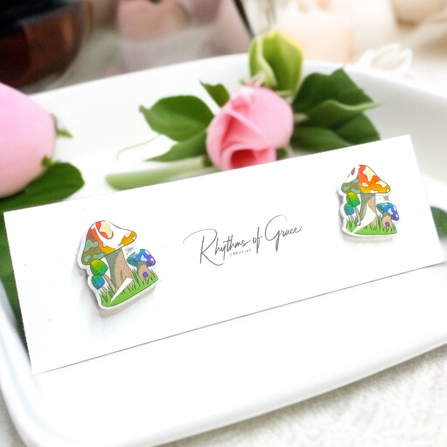 Enchanting Mushroom Stud Earrings: Two Whimsical Styles for a Magical Touch