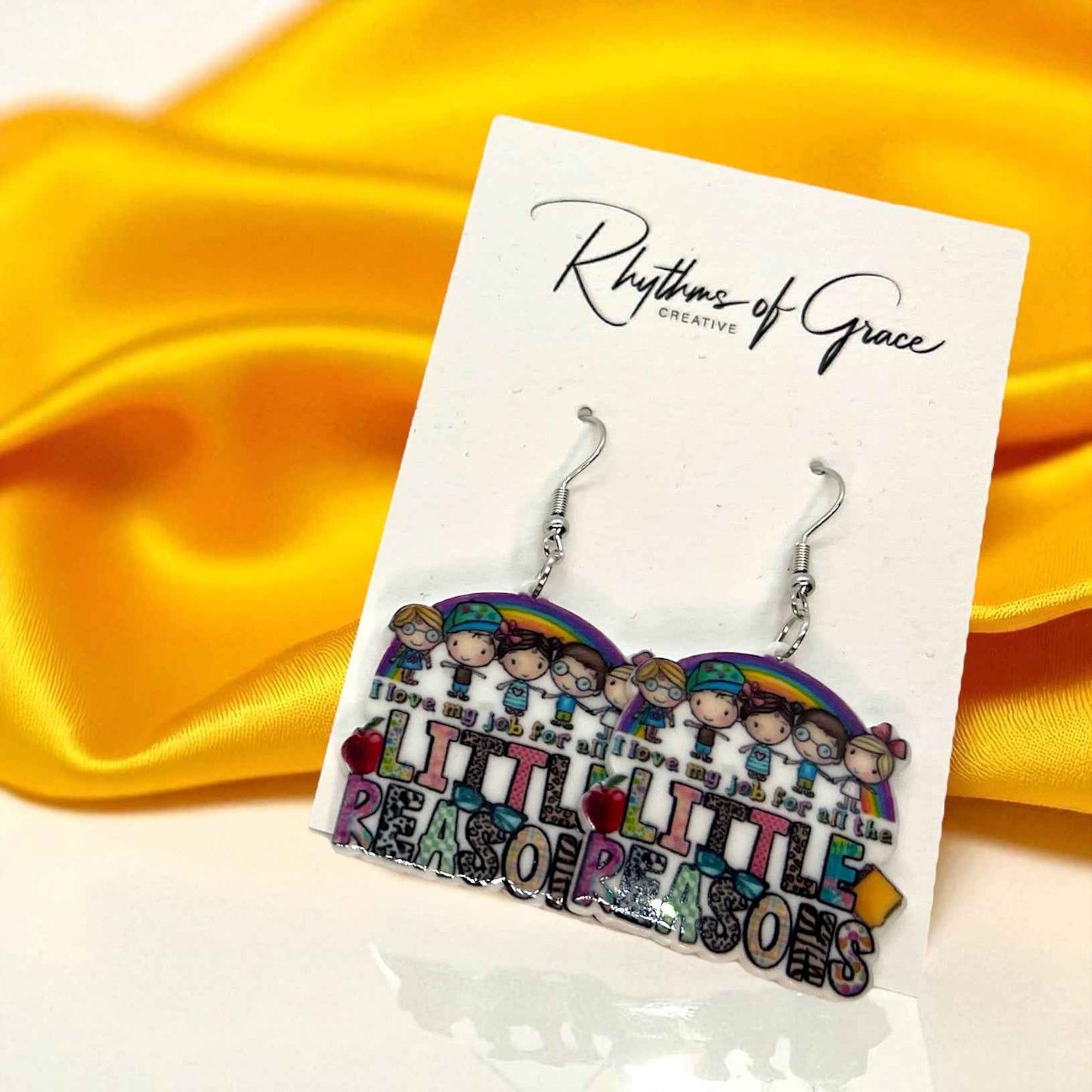 ABC’s & Sunshine: Colorful Daycare Teacher Earrings for Preschool Vibes
