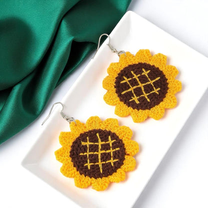 Bloom in Boho Style: Colorful Knit Sunflower Earrings! 🌻