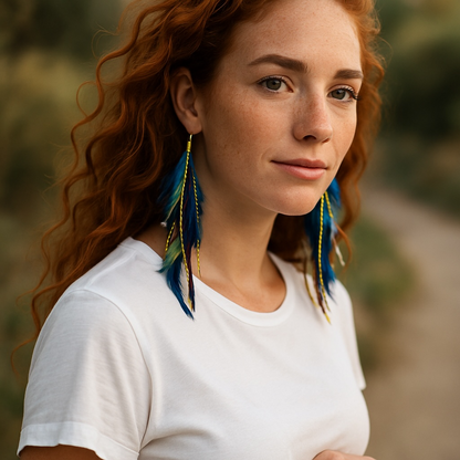Colorful Boho Chic Feather & Beaded Tassel Dangle Earrings – Two Gorgeous Color Combos!