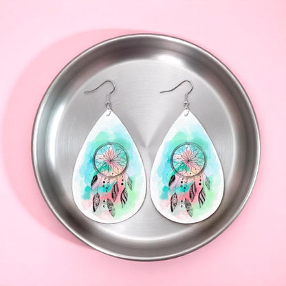 Whimsical Dreamcatcher Teardrop Dangle Earrings