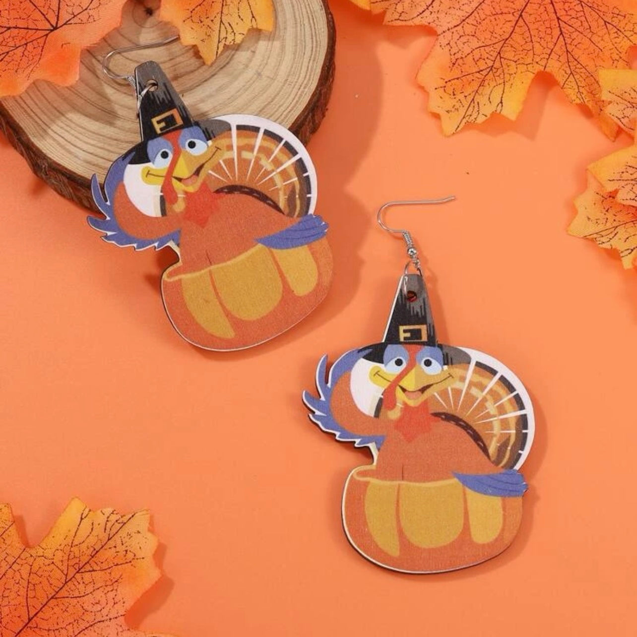 Turkey Earrings - Thanksgiving Earrings, Thanksgiving Accessories, Turkey Trot, Thanksgiving Turkey Earrings - Rhythms of Grace Creative