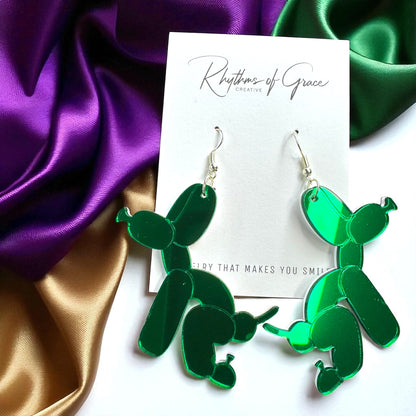 Paw-sitively Fun Mardi Gras Balloon Dog Earrings – Pooping Playfulness in Every Color! - Rhythms of Grace Creative