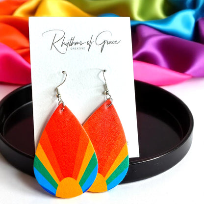 Colorful Vibes: Rainbow Teardrop Dangle Earrings for Every Festival & Everyday Adventure!