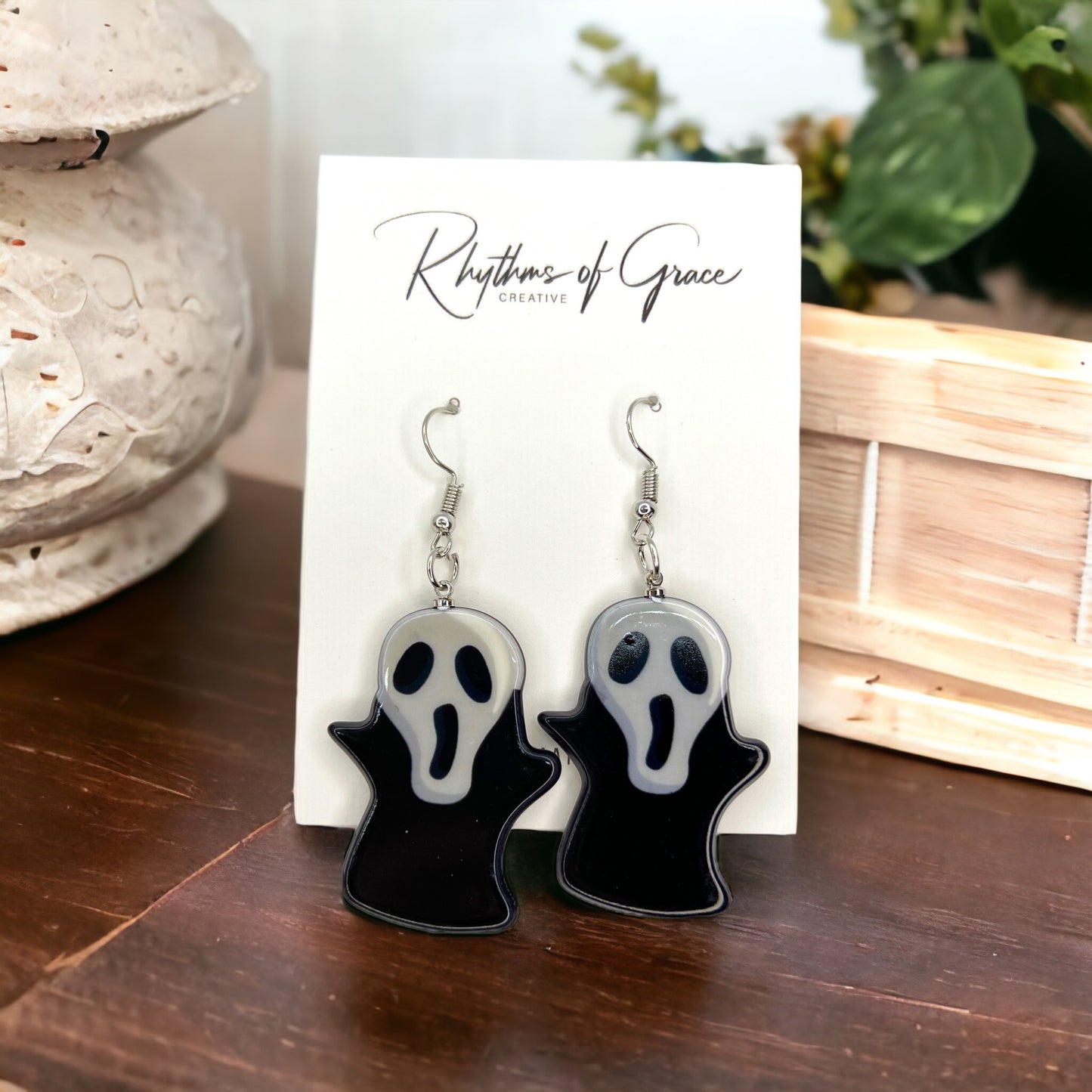 Halloween Earrings - Halloween Accessories, Witch Earrings, Not So Scary, Pumpkin Earrings, Scream Ghost - Rhythms of Grace Creative