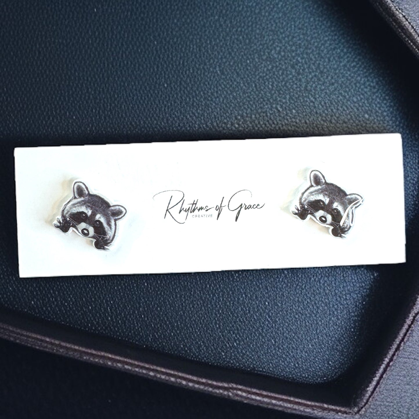 Ravishing Raccoon Stud Earrings - Double the Cuteness!