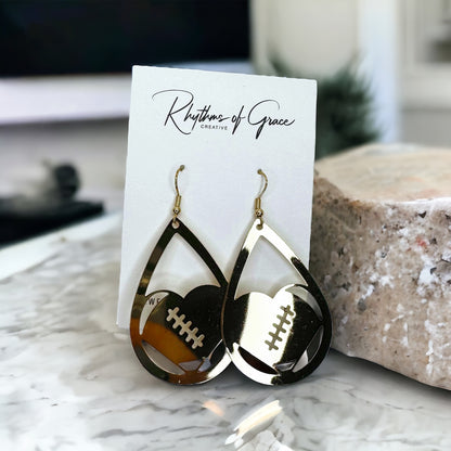Touchdown in Style: Gold Football Earrings!