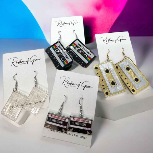 Retro Vibes: Cassette Tape Earrings for Music Lovers!