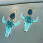Striking Blue/Teal Longhorn Dangle Earrings - Versatile Western Style Statement Jewelry