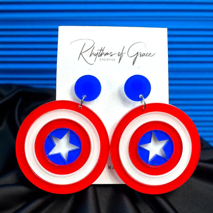 Rock Your Style with Stunning Captain America Shield Dangle Earrings! 🌟
