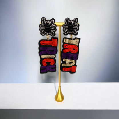 Trick or Treat Earrings - Halloween Earrings, Beaded Earrings, Spooky Vibes, Halloween Earrings, Halloween Costume, Beaded Halloween - Rhythms of Grace Creative