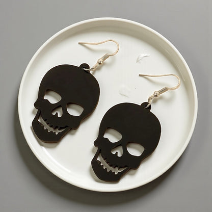 Spooky Chic: Black Skull Dangle Earrings for the Bold at Heart!
