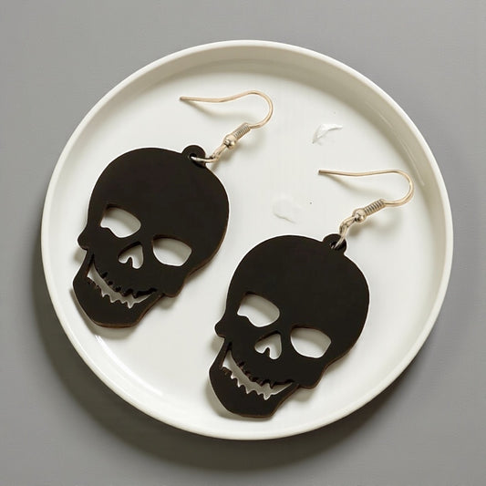 Spooky Chic: Black Skull Dangle Earrings for the Bold at Heart!