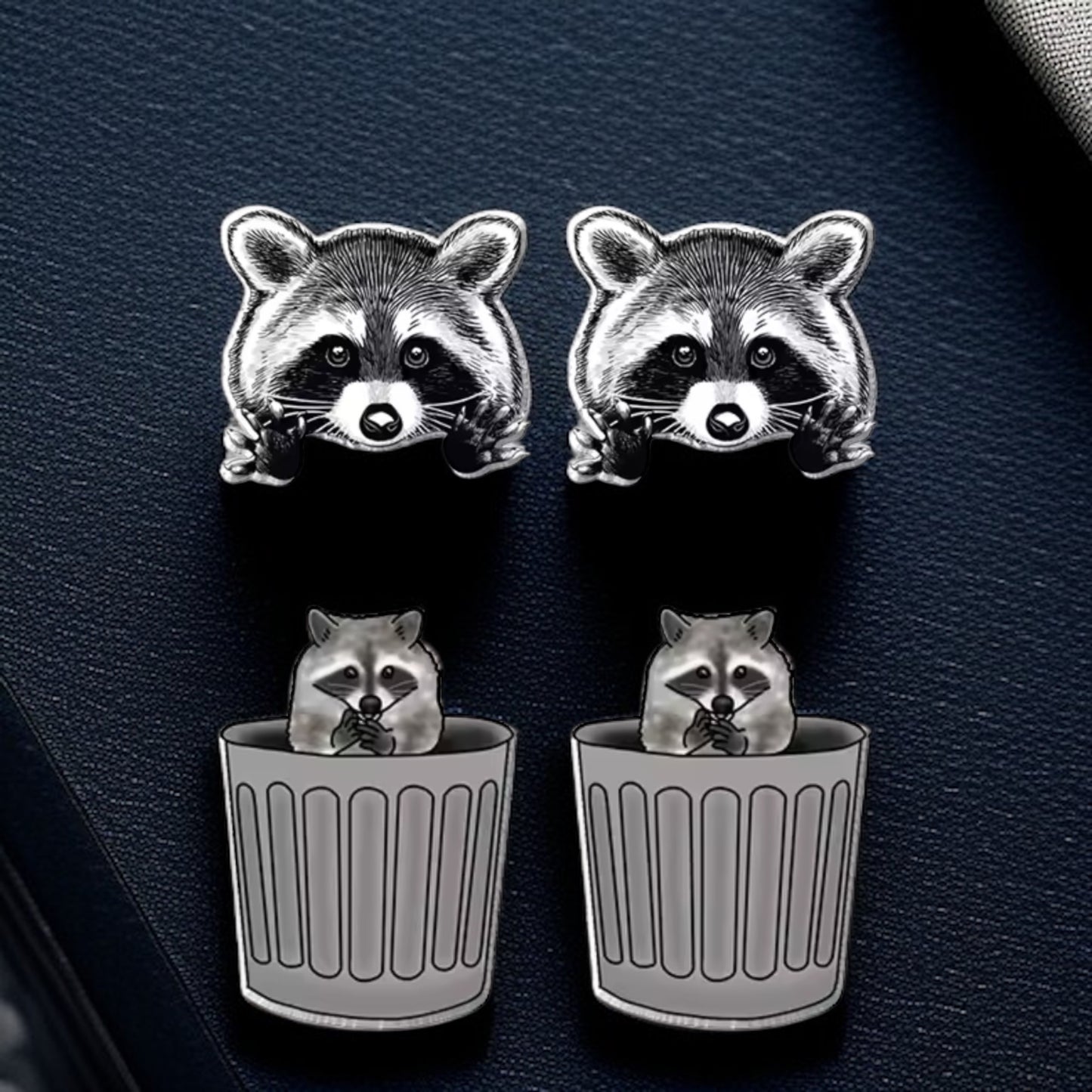 Ravishing Raccoon Stud Earrings - Double the Cuteness!