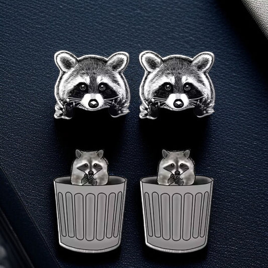Ravishing Raccoon Stud Earrings - Double the Cuteness!