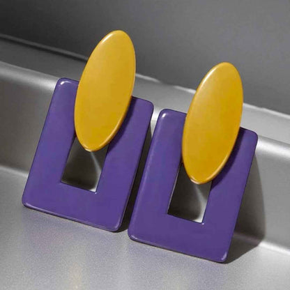 Geaux Bold: Oversized Purple & Gold Drop Earrings 💛💜