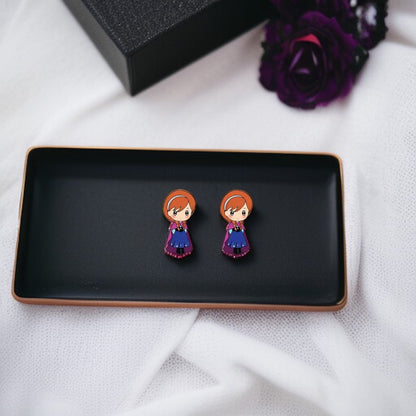 Enchanting Cartoon Princess Stud Earrings - Sparkle Like Royalty! 👑