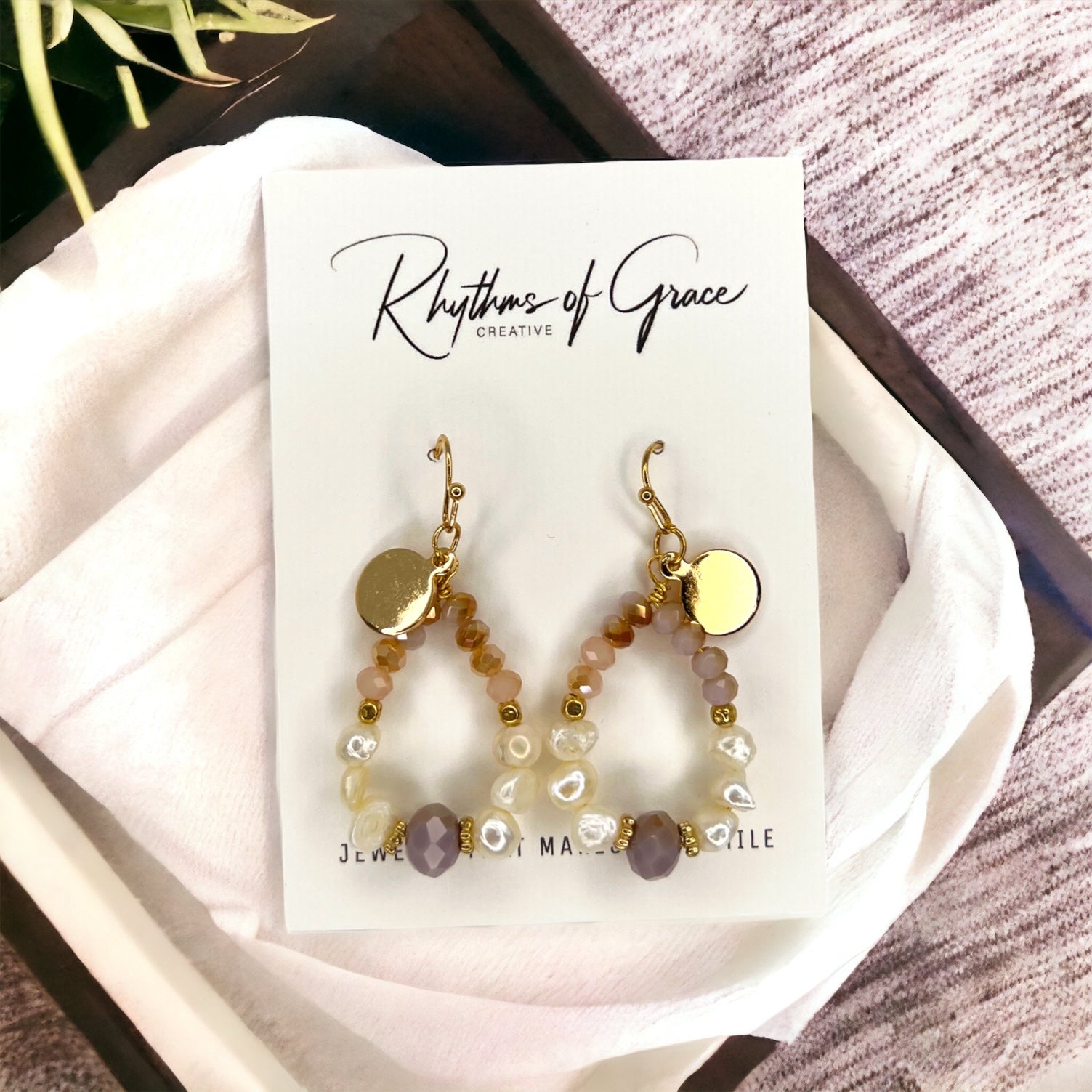 Delicate Beaded Earrings - Delicate Earrings, Gold Earrings, Bead Earrings, Blue Stones, Black Stones, Topaz Earrings - Rhythms of Grace Creative