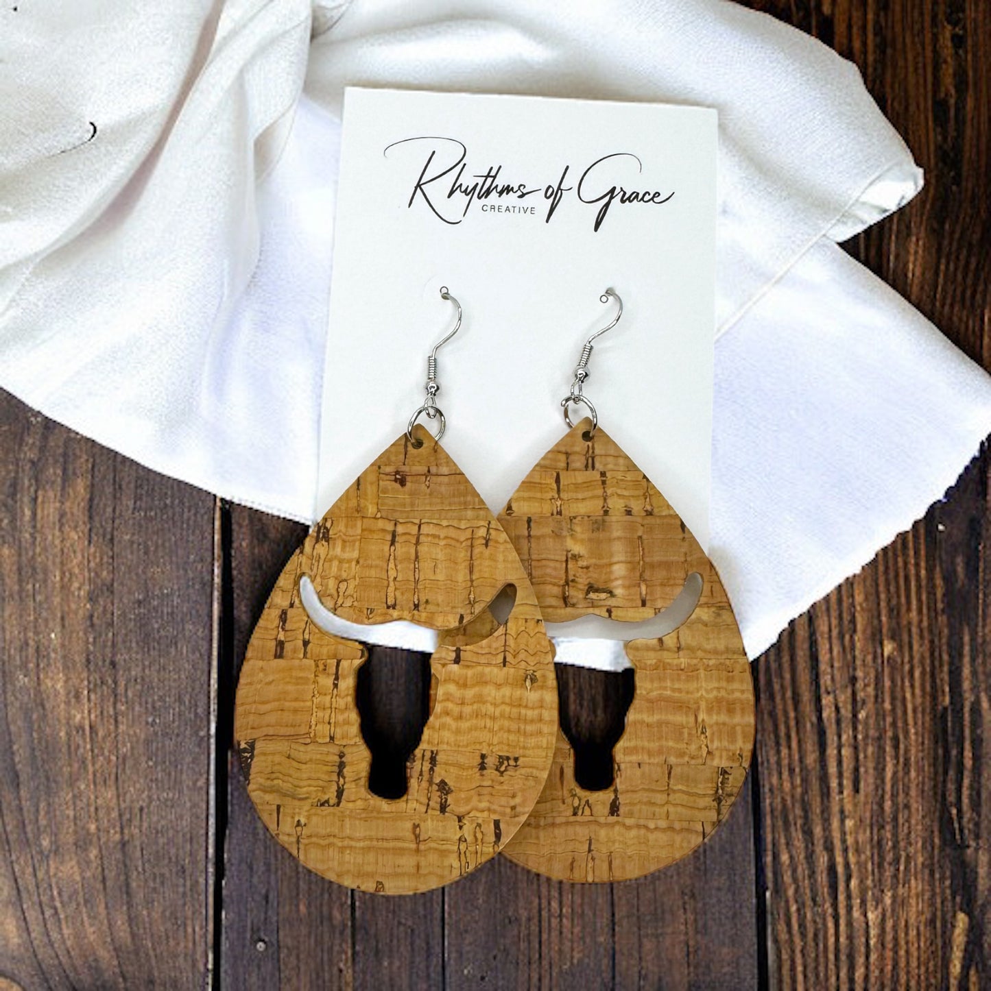 Western Teardrop Dangle Earrings with Bullhead Cutout - Rustic Charm