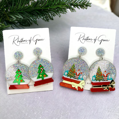 Shake Up Some Holiday Cheer – Snowglobe Dangle Earrings! ❄️🎄