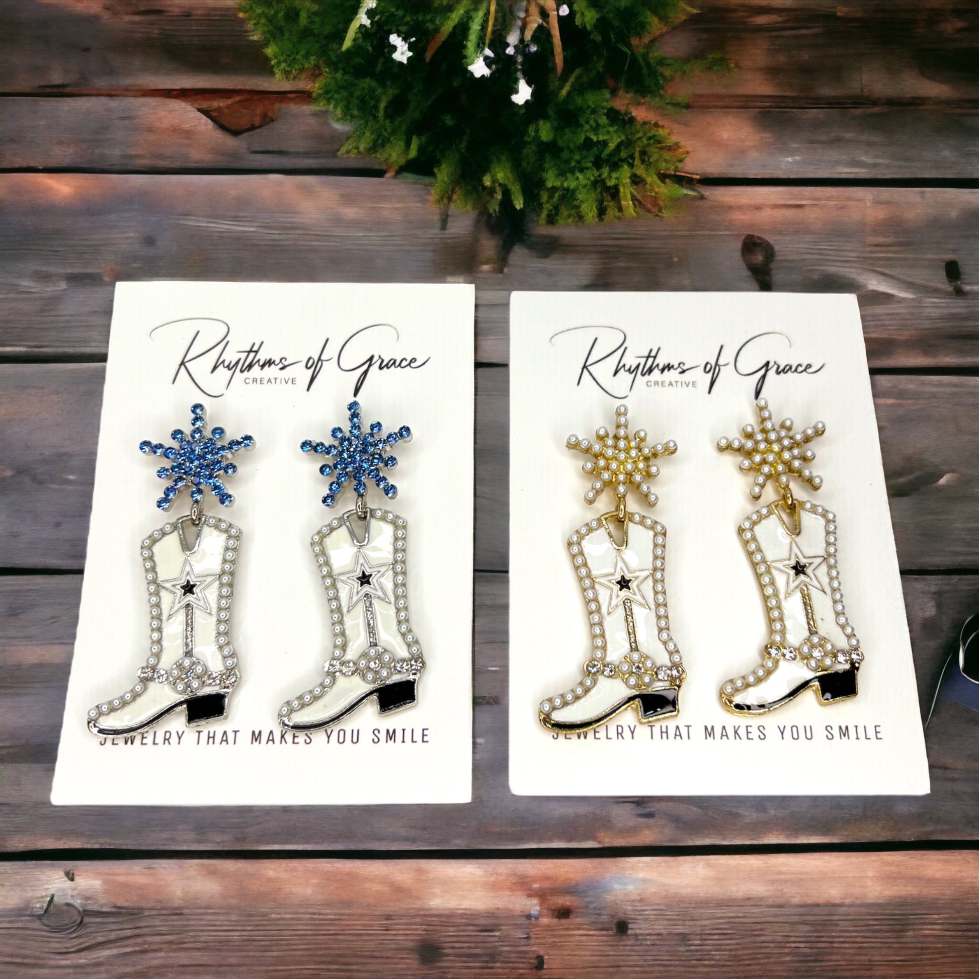 Rhinestone Boots Earrrings - Rodeo Earrings, Bachelorette Earrings, Bachelorette Accessories, Western Style - Rhythms of Grace Creative