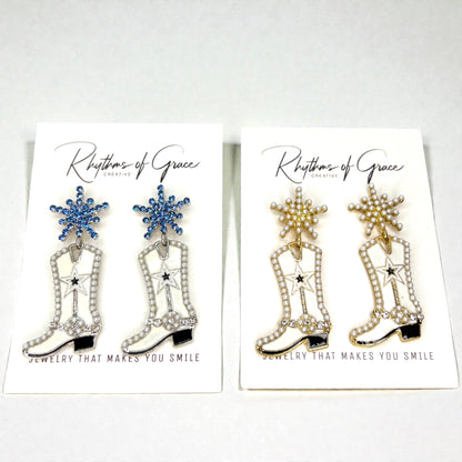 Rhinestone Cowgirl Boot Earrings | Western Rodeo Statement Earrings | Bachelorette Cowgirl Accessories