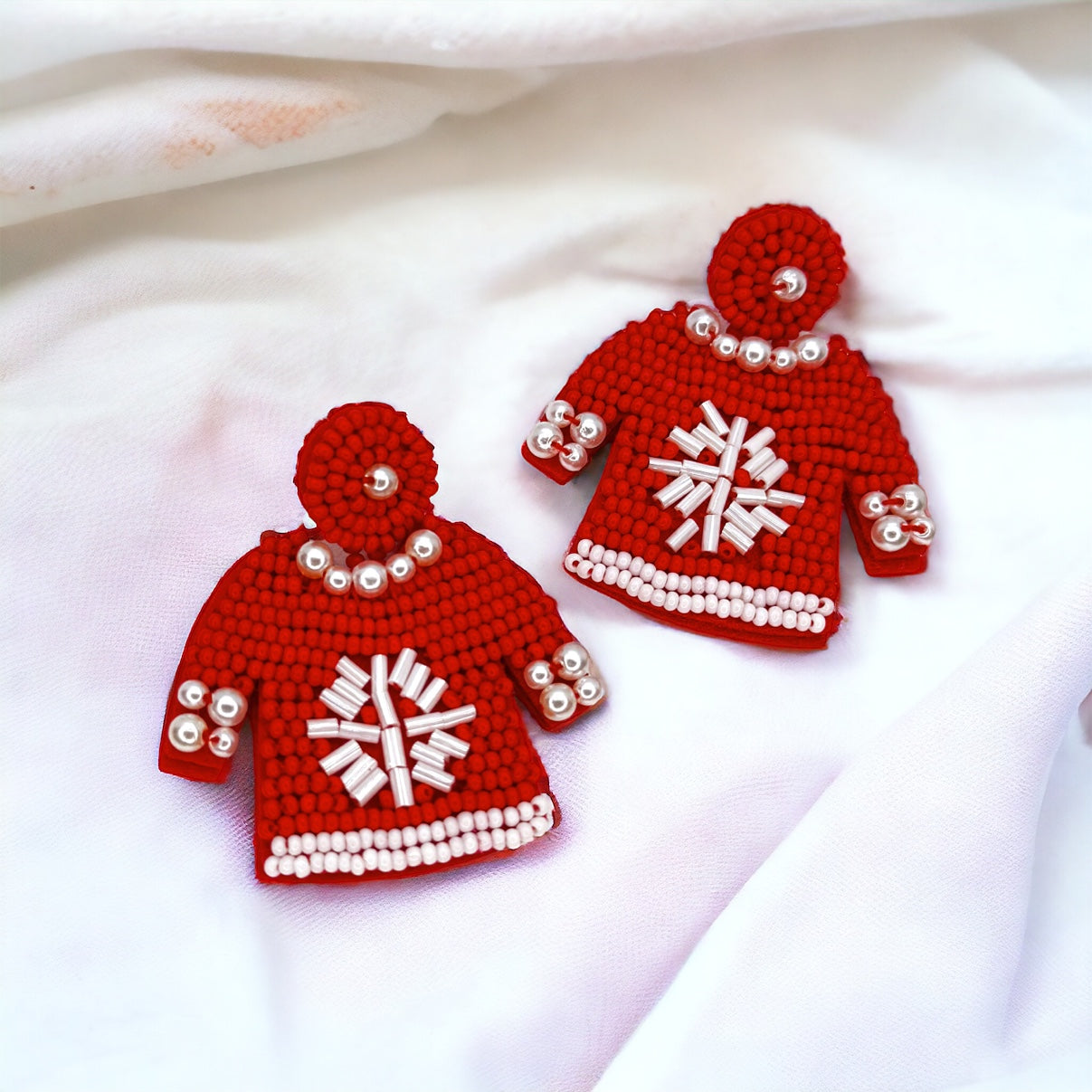 "Merry Christmas, Ya Filthy Animal!" - Beaded Christmas Sweater Earrings