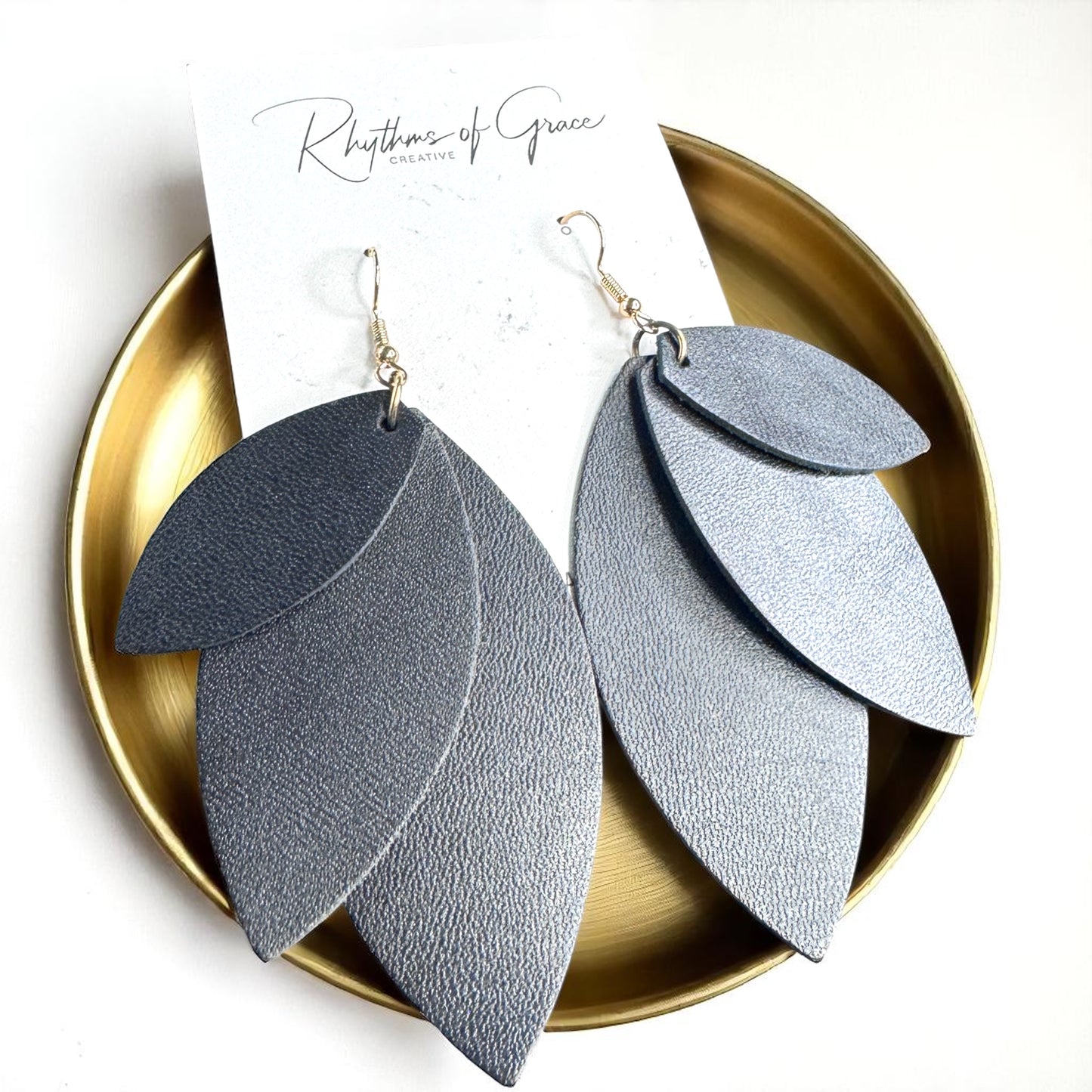 Bold Black Layered Faux Leather Earrings - Lightweight Drop Design!