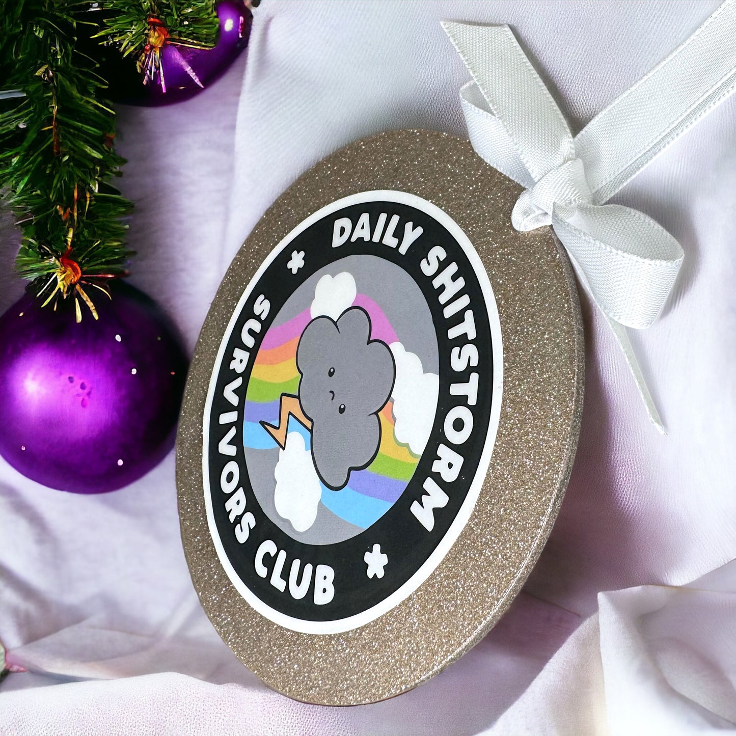 Join the Fun: Daily Shitstorm Survivors Club 2024 Christmas Ornament!