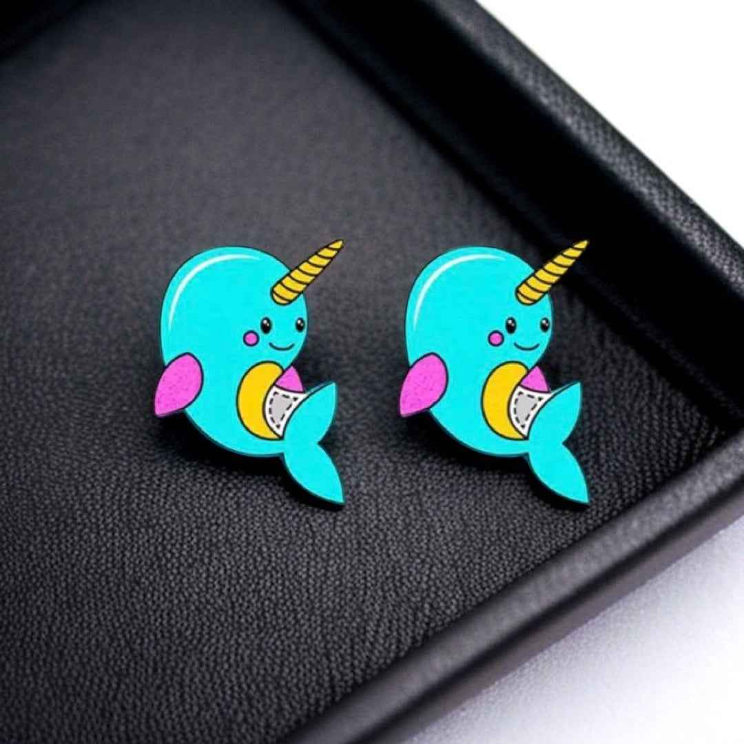 Whimsical Narwhal Studs: Dive into Adorable Handmade Jewelry!