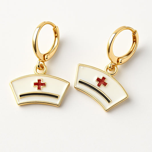 Saint Nurse Hat Hoop Earrings - Celebrate Healthcare Heroes with Dainty Jewelry!