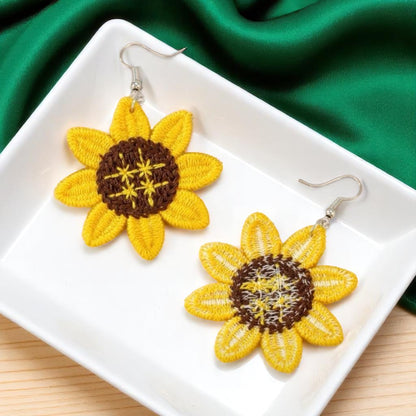 Bloom in Boho Style: Colorful Knit Sunflower Earrings! 🌻