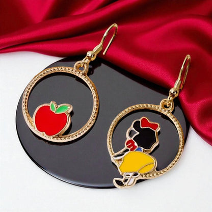Fairytale Charm: Snow White & Poison Apple Mismatched Earrings 🍎✨