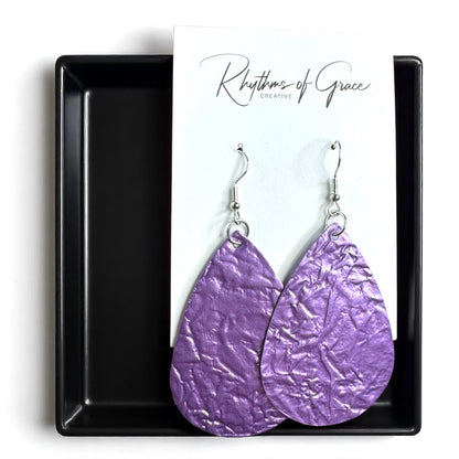 Shimmer & Shine: Metallic Purple Teardrop Earrings