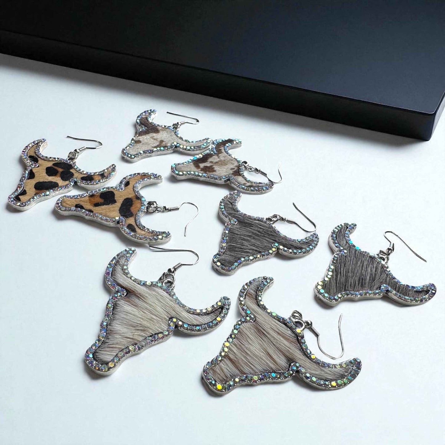 Giddy Up Glam: Rhinestone Longhorn Dangle Earrings