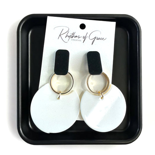 Chic & Cheerful: Black & White Dangle Earrings