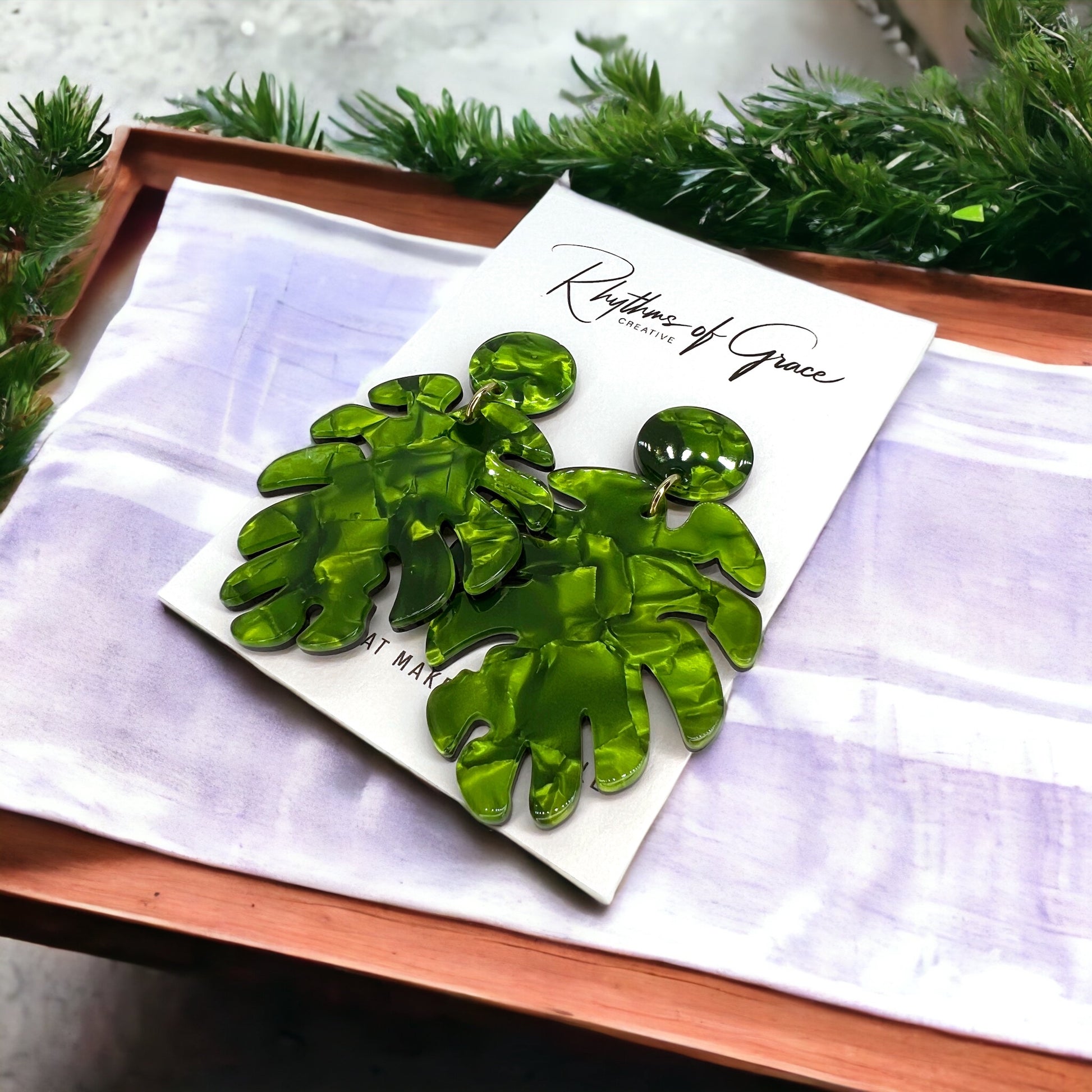 Green Plant Earrings - Embrace Botanical Elegance! 🌿 - Rhythms of Grace Creative