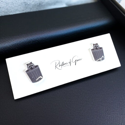 Ravishing Raccoon Stud Earrings - Double the Cuteness!