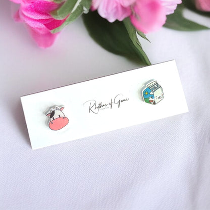 Adorable Duo Stud Earrings – Moo, Hop, and Delight! 🎉