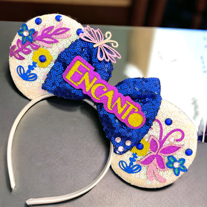 Encanto Inspired Mouse Ears Headband with Sequin Bow – Brand New!