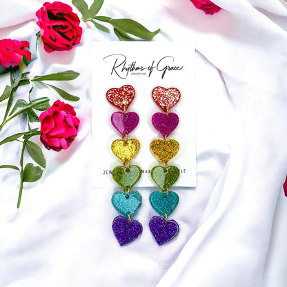 Rainbow Heart Earrings - Dazzle & Delight! 🌈