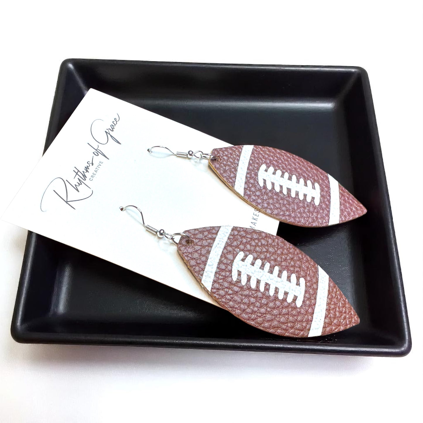 Score Big With Leather Football Dangle Earrings 🏈