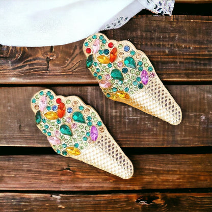 Sweeten Your Style with Our Rhinestone Ice Cream Earrings! 🍦