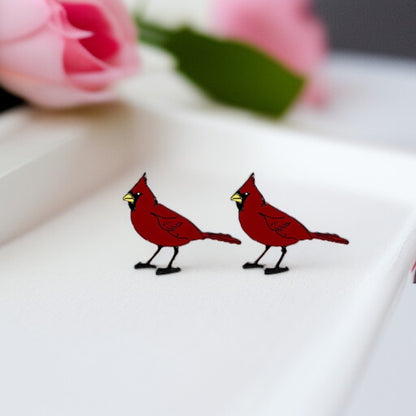 Whimsical Red Cardinal Stud Earrings: Adorable Nature-Inspired Charm!