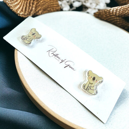 Koala-ty Cuties: Adorable Cartoon Koala Stud Earrings!