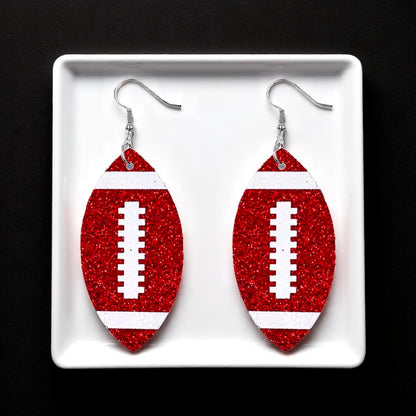 Score Big with Sparkle! Glitter Football Dangle Earrings 🏈