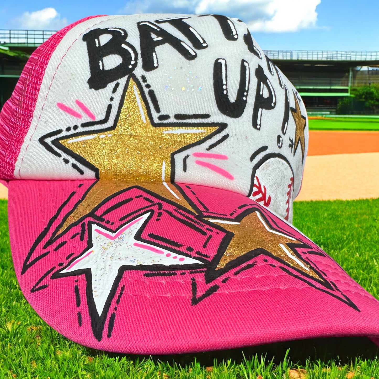 Handpainted Mesh Back Trucker Hat - Score Big with Style! 🎉