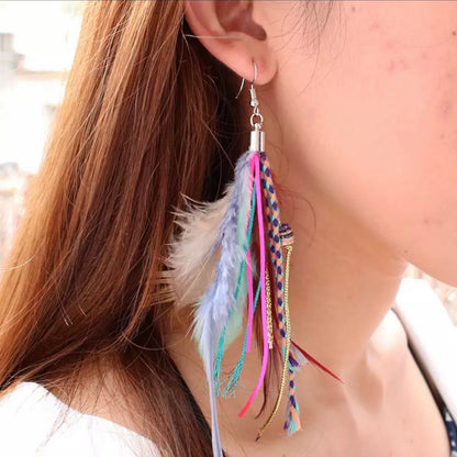 Colorful Boho Chic Feather & Beaded Tassel Dangle Earrings – Two Gorgeous Color Combos!