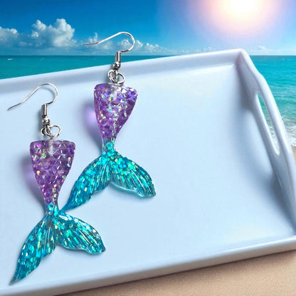 Mermaid Tail Magic – Glittery Earrings in 3 Splashy Colors! ✨
