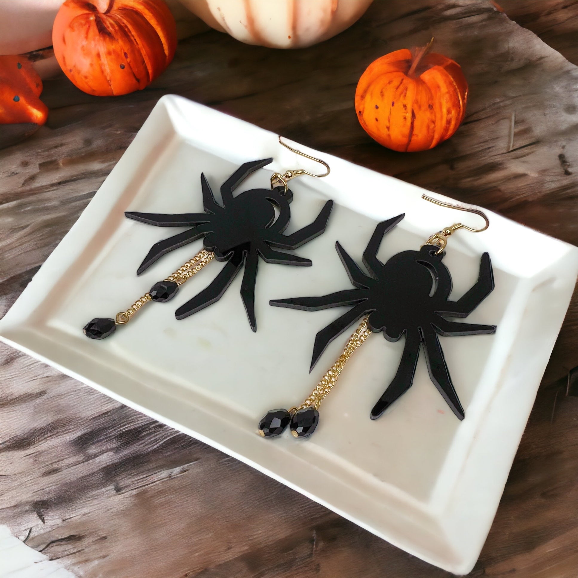 Spider Earrings - Halloween Jewelry, Spider Queen, Halloween Accessories, Trick or Treat, Halloween Costume - Rhythms of Grace Creative